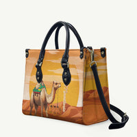 Mauritania Sahara Leather Bag Camel With Map - Wonder Print Shop