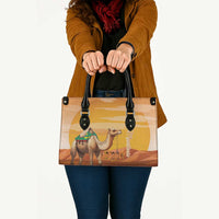 Mauritania Sahara Leather Bag Camel With Map - Wonder Print Shop