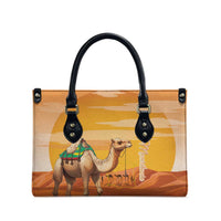 Mauritania Sahara Leather Bag Camel With Map - Wonder Print Shop