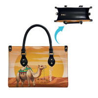 Mauritania Sahara Leather Bag Camel With Map - Wonder Print Shop