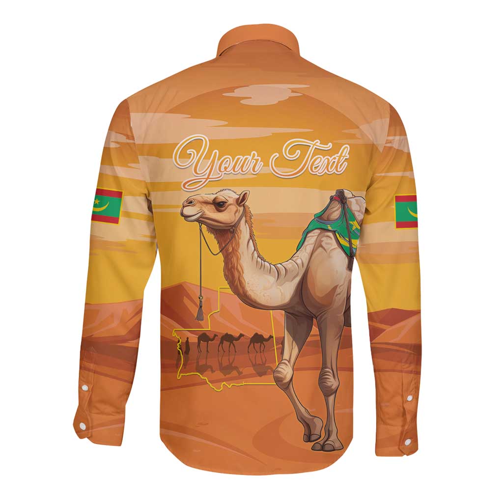 Personalized Mauritania Sahara Long Sleeve Button Shirt Camel With Map - Wonder Print Shop