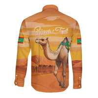 Personalized Mauritania Sahara Long Sleeve Button Shirt Camel With Map - Wonder Print Shop