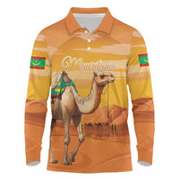 Personalized Mauritania Sahara Long Sleeve Polo Shirt Camel With Map - Wonder Print Shop