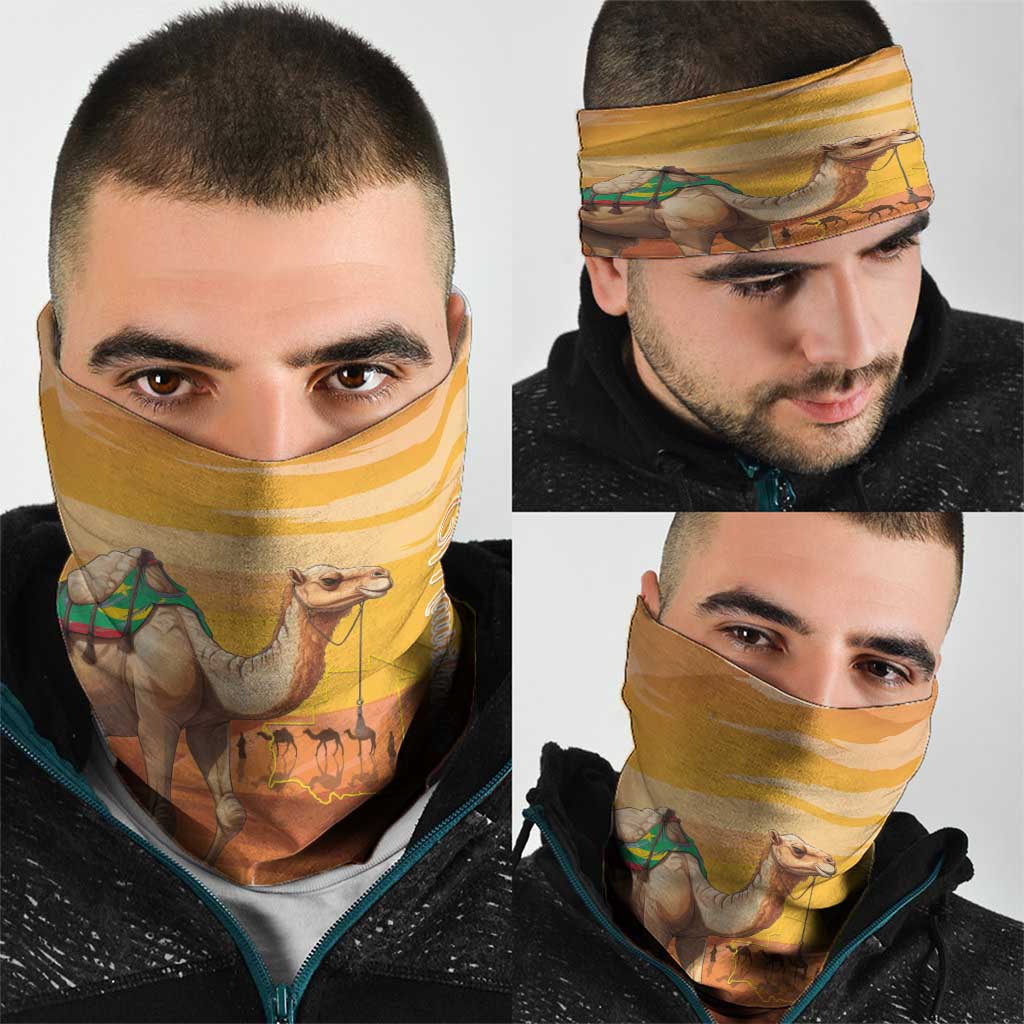 Mauritania Sahara Neck Gaiter Camel With Map - Wonder Print Shop