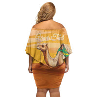 Personalized Mauritania Sahara Off Shoulder Short Dress Camel With Map - Wonder Print Shop