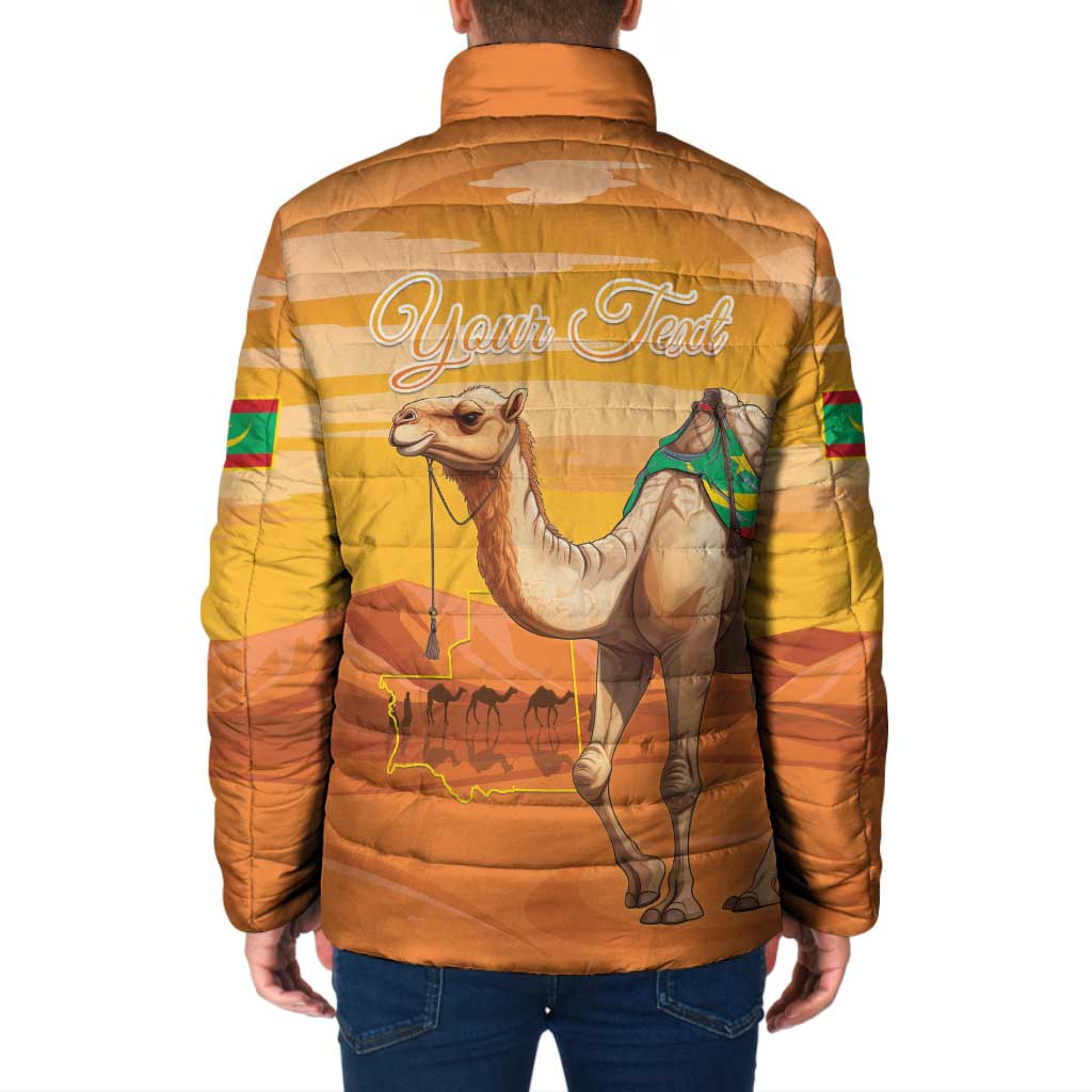 Personalized Mauritania Sahara Padded Jacket Camel With Map - Wonder Print Shop