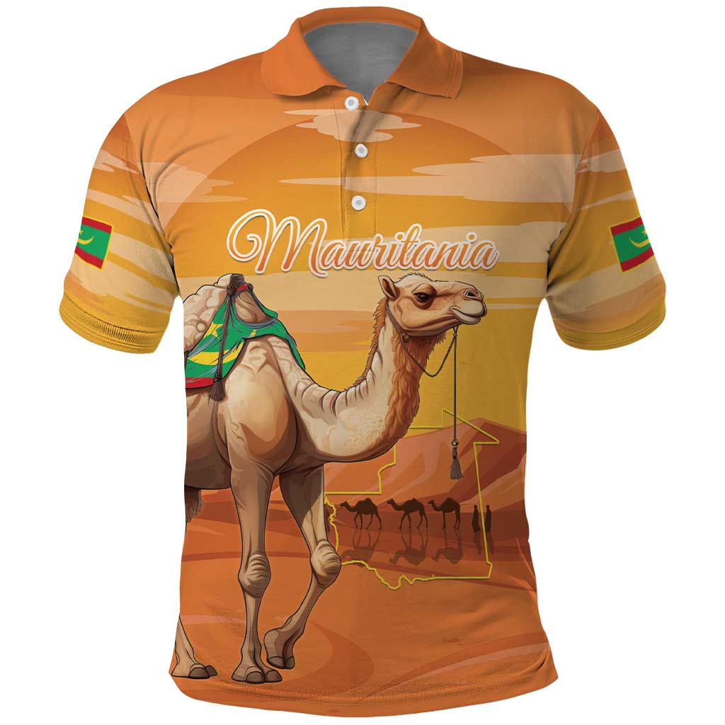 Personalized Mauritania Sahara Polo Shirt Camel With Map - Wonder Print Shop