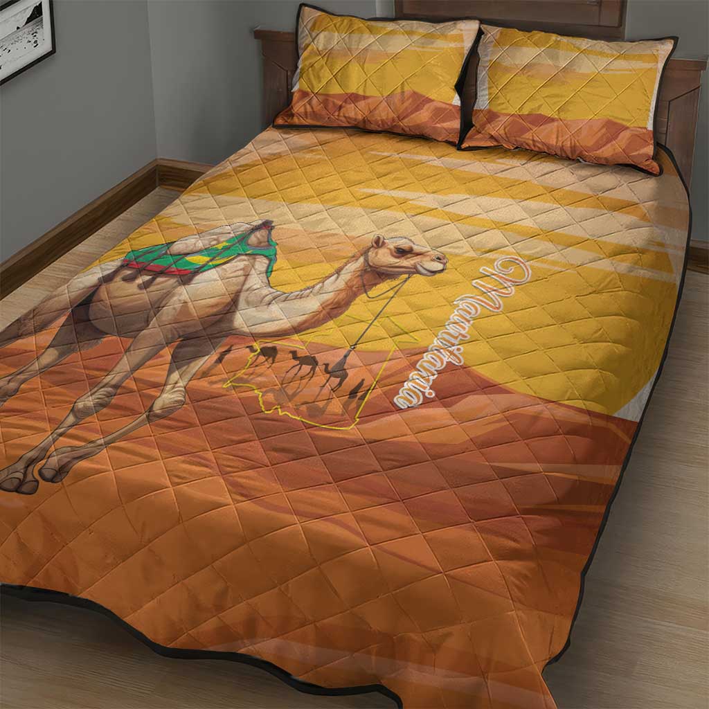 Mauritania Sahara Quilt Bed Set Camel With Map - Wonder Print Shop