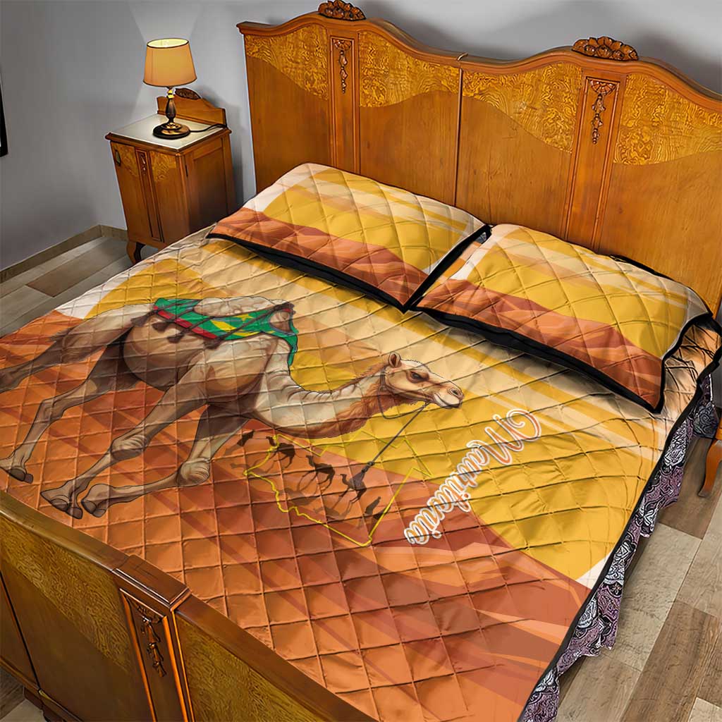 Mauritania Sahara Quilt Bed Set Camel With Map - Wonder Print Shop