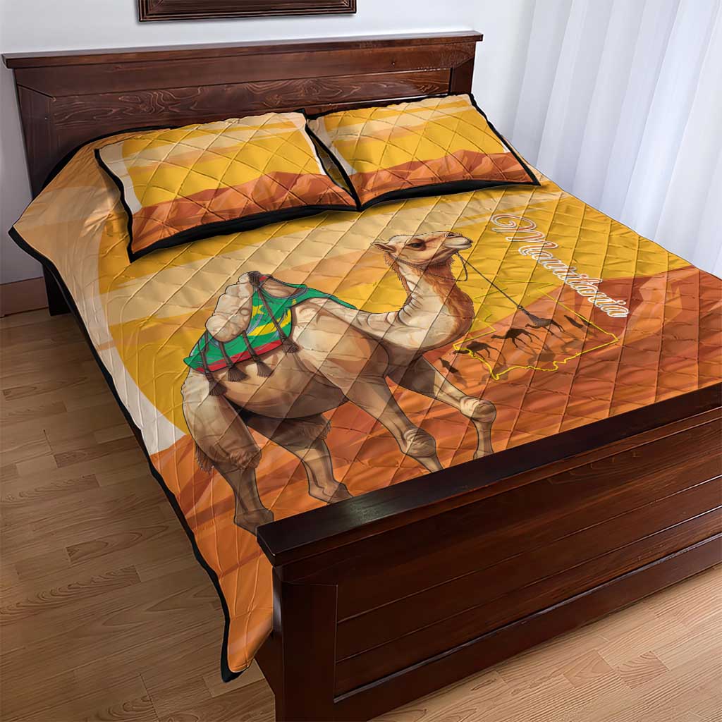 Mauritania Sahara Quilt Bed Set Camel With Map - Wonder Print Shop