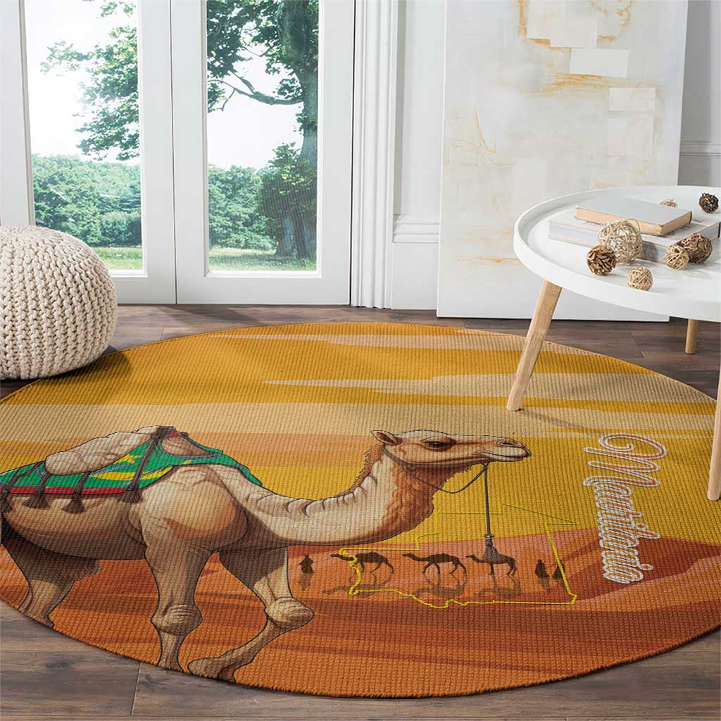 Mauritania Sahara Round Carpet Camel With Map - Wonder Print Shop