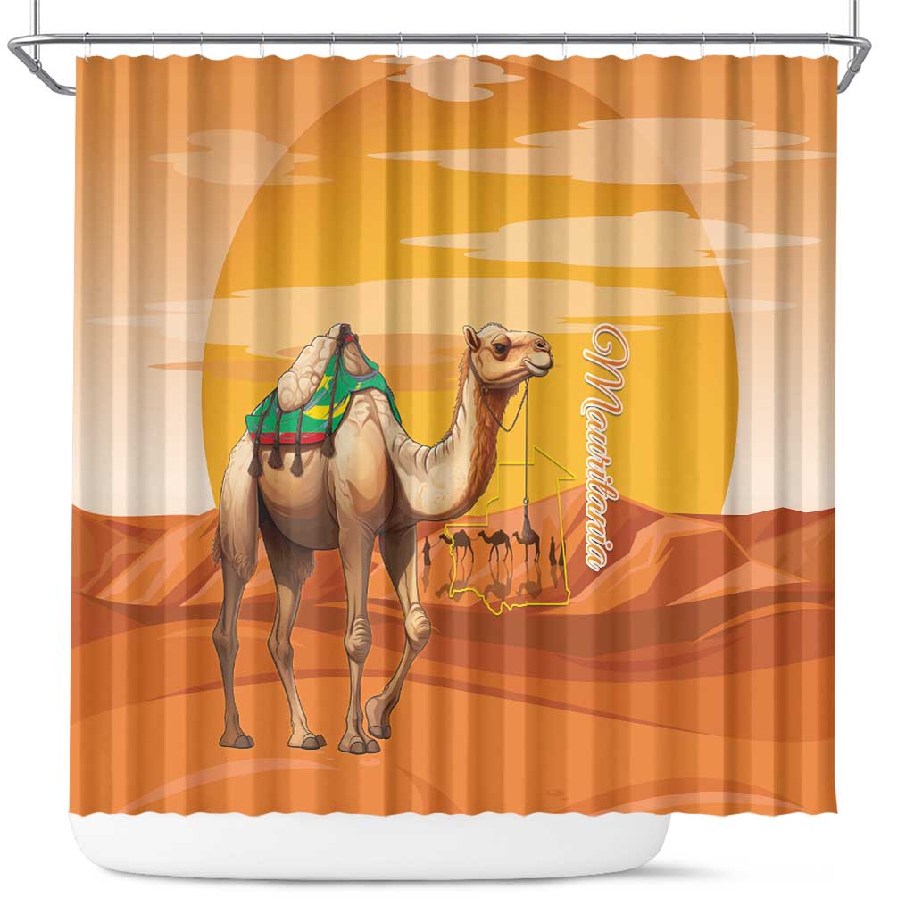 Mauritania Sahara Shower Curtain Camel With Map - Wonder Print Shop
