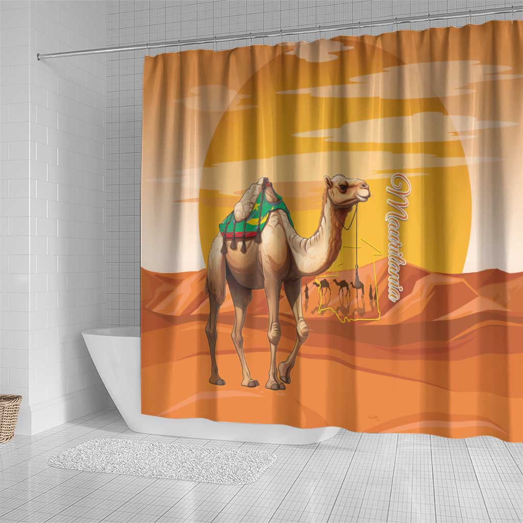 Mauritania Sahara Shower Curtain Camel With Map - Wonder Print Shop