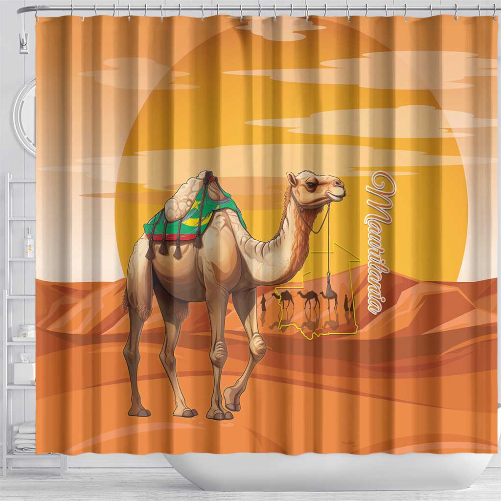 Mauritania Sahara Shower Curtain Camel With Map - Wonder Print Shop