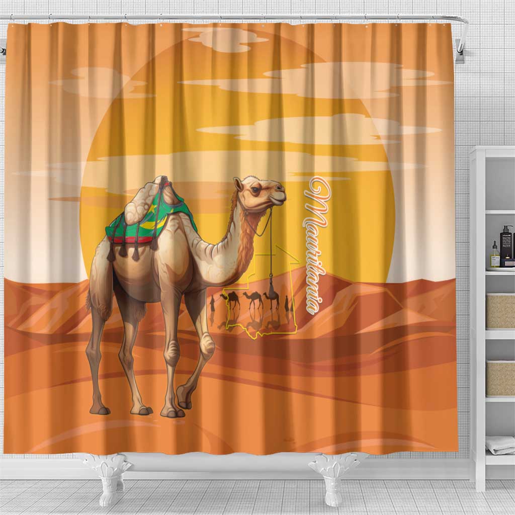 Mauritania Sahara Shower Curtain Camel With Map - Wonder Print Shop