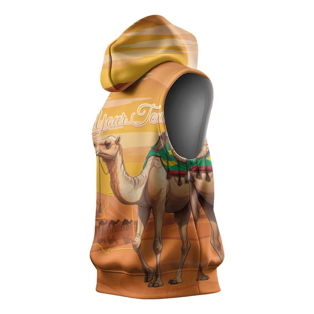 Personalized Mauritania Sahara Sleeveless Hoodie Camel With Map - Wonder Print Shop