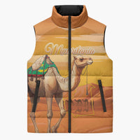 Personalized Mauritania Sahara Sleeveless Puffer Jacket Camel With Map - Wonder Print Shop
