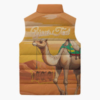 Personalized Mauritania Sahara Sleeveless Puffer Jacket Camel With Map - Wonder Print Shop