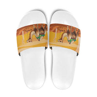 Mauritania Sahara Slide Sandals Camel With Map - Wonder Print Shop