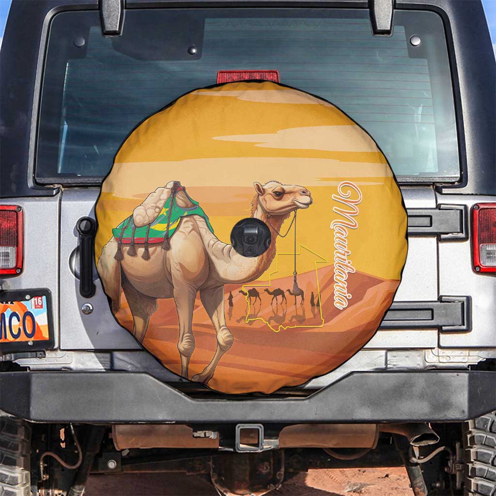 Mauritania Sahara Spare Tire Cover Camel With Map - Wonder Print Shop