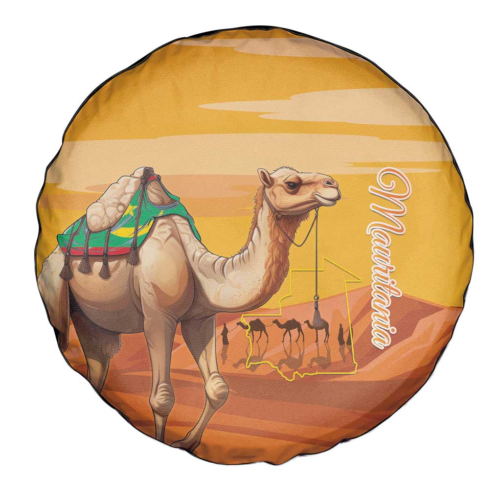 Mauritania Sahara Spare Tire Cover Camel With Map - Wonder Print Shop