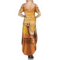 Personalized Mauritania Sahara Summer Maxi Dress Camel With Map - Wonder Print Shop