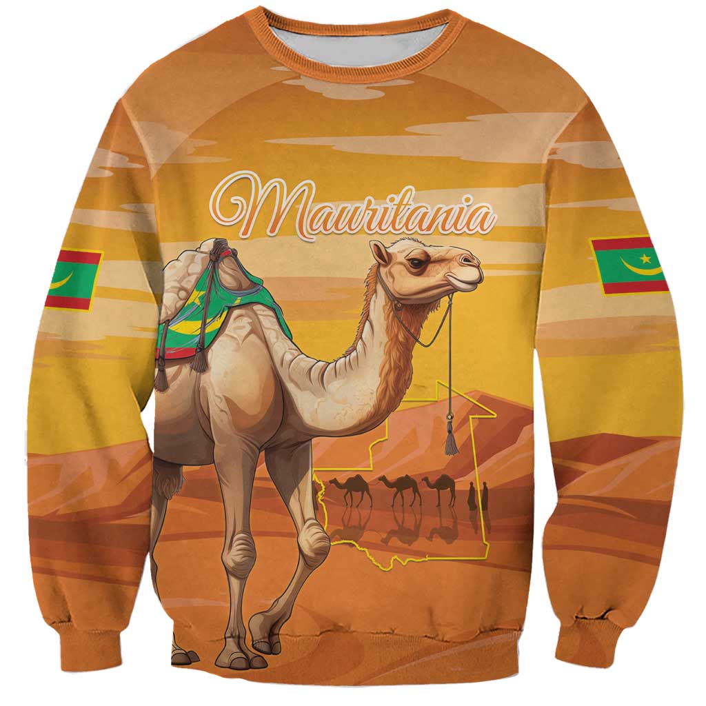 Personalized Mauritania Sahara Sweatshirt Camel With Map - Wonder Print Shop