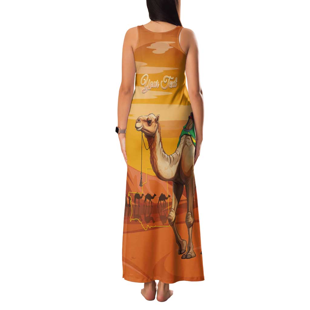 Personalized Mauritania Sahara Tank Maxi Dress Camel With Map - Wonder Print Shop