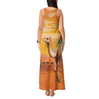 Personalized Mauritania Sahara Tank Maxi Dress Camel With Map - Wonder Print Shop