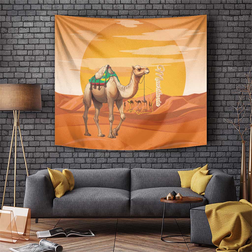 Mauritania Sahara Tapestry Camel With Map - Wonder Print Shop