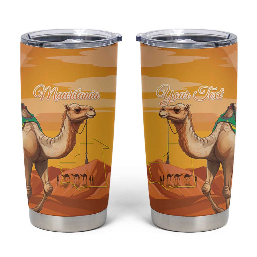 Personalized Mauritania Sahara Tumbler Cup Camel With Map - Wonder Print Shop