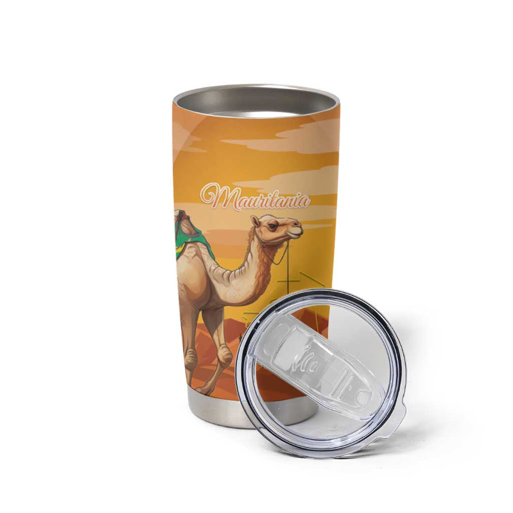 Personalized Mauritania Sahara Tumbler Cup Camel With Map - Wonder Print Shop