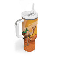 Personalized Mauritania Sahara Tumbler With Handle Camel With Map - Wonder Print Shop