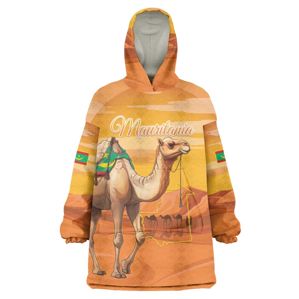 Personalized Mauritania Sahara Wearable Blanket Hoodie Camel With Map - Wonder Print Shop