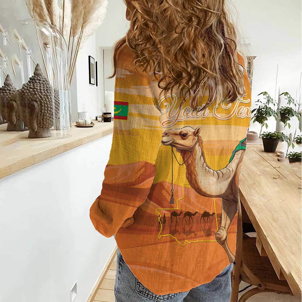 Personalized Mauritania Sahara Women Casual Shirt Camel With Map - Wonder Print Shop