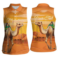 Personalized Mauritania Sahara Women Sleeveless Polo Shirt Camel With Map - Wonder Print Shop