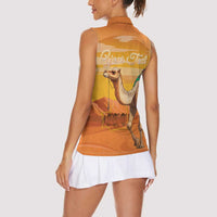 Personalized Mauritania Sahara Women Sleeveless Polo Shirt Camel With Map - Wonder Print Shop