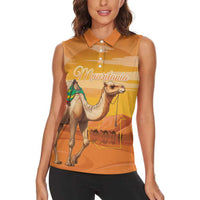 Personalized Mauritania Sahara Women Sleeveless Polo Shirt Camel With Map - Wonder Print Shop