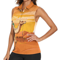 Personalized Mauritania Sahara Women Sleeveless Polo Shirt Camel With Map - Wonder Print Shop