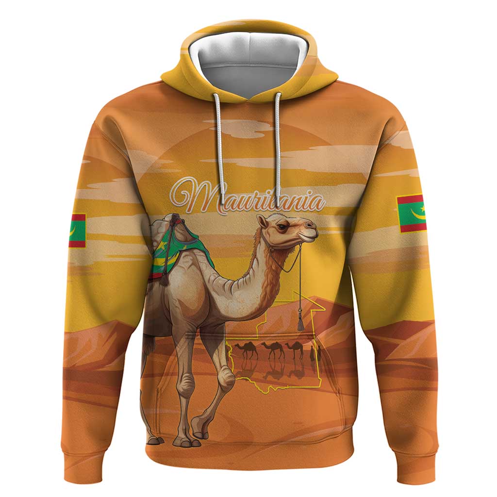 Personalized Mauritania Sahara Zip Hoodie Camel With Map - Wonder Print Shop