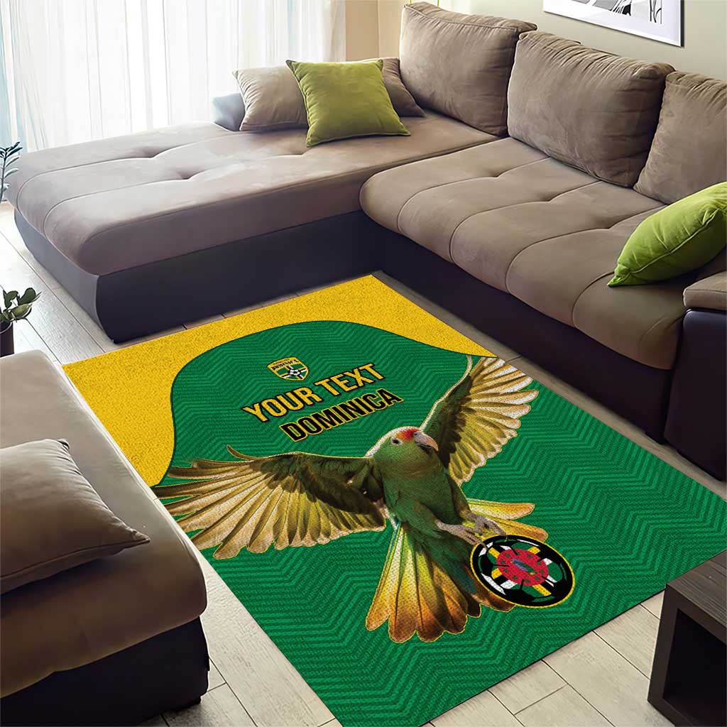 Custom Dominica Football Area Rug Sisserou Parrot Green Color - Wonder Print Shop