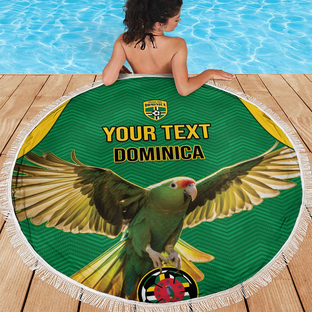 Custom Dominica Football Beach Blanket Sisserou Parrot Green Color - Wonder Print Shop