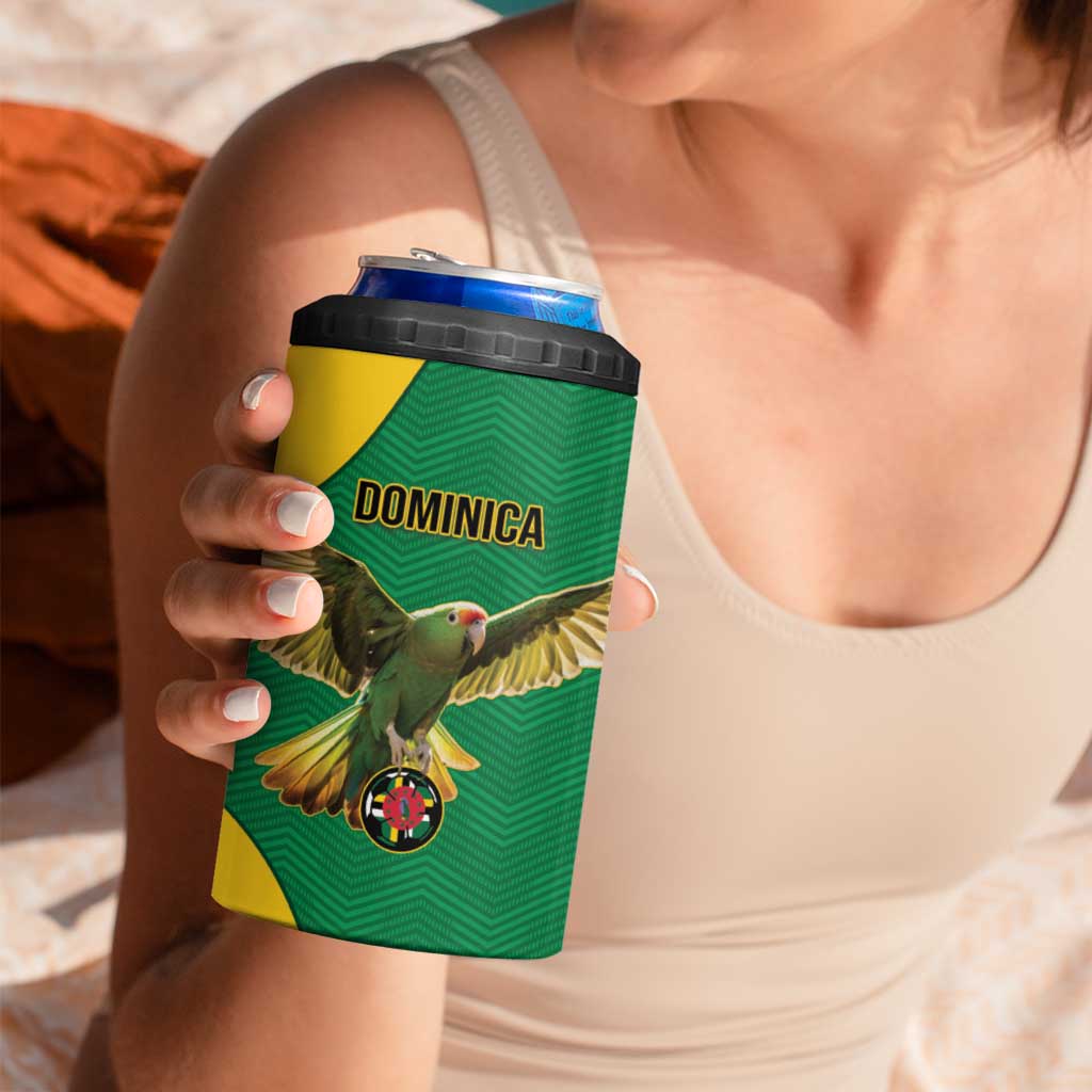 Custom Dominica Football 4 in 1 Can Cooler Tumbler Sisserou Parrot Green Color - Wonder Print Shop