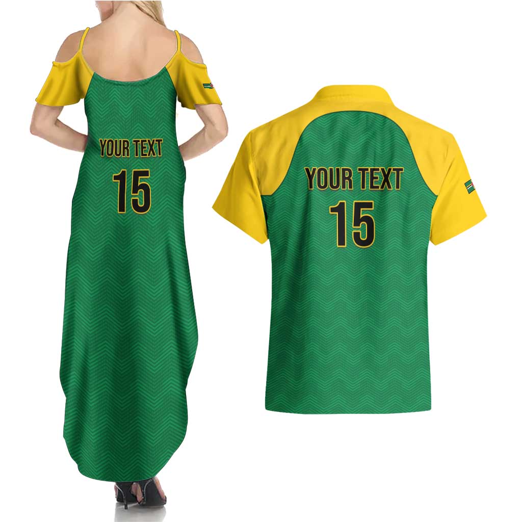 Custom Dominica Football Couples Matching Summer Maxi Dress and Hawaiian Shirt Sisserou Parrot Green Color - Wonder Print Shop