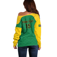 Custom Dominica Football Off Shoulder Sweater Sisserou Parrot Green Color - Wonder Print Shop