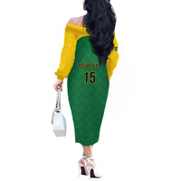 Custom Dominica Football Off The Shoulder Long Sleeve Dress Sisserou Parrot Green Color - Wonder Print Shop