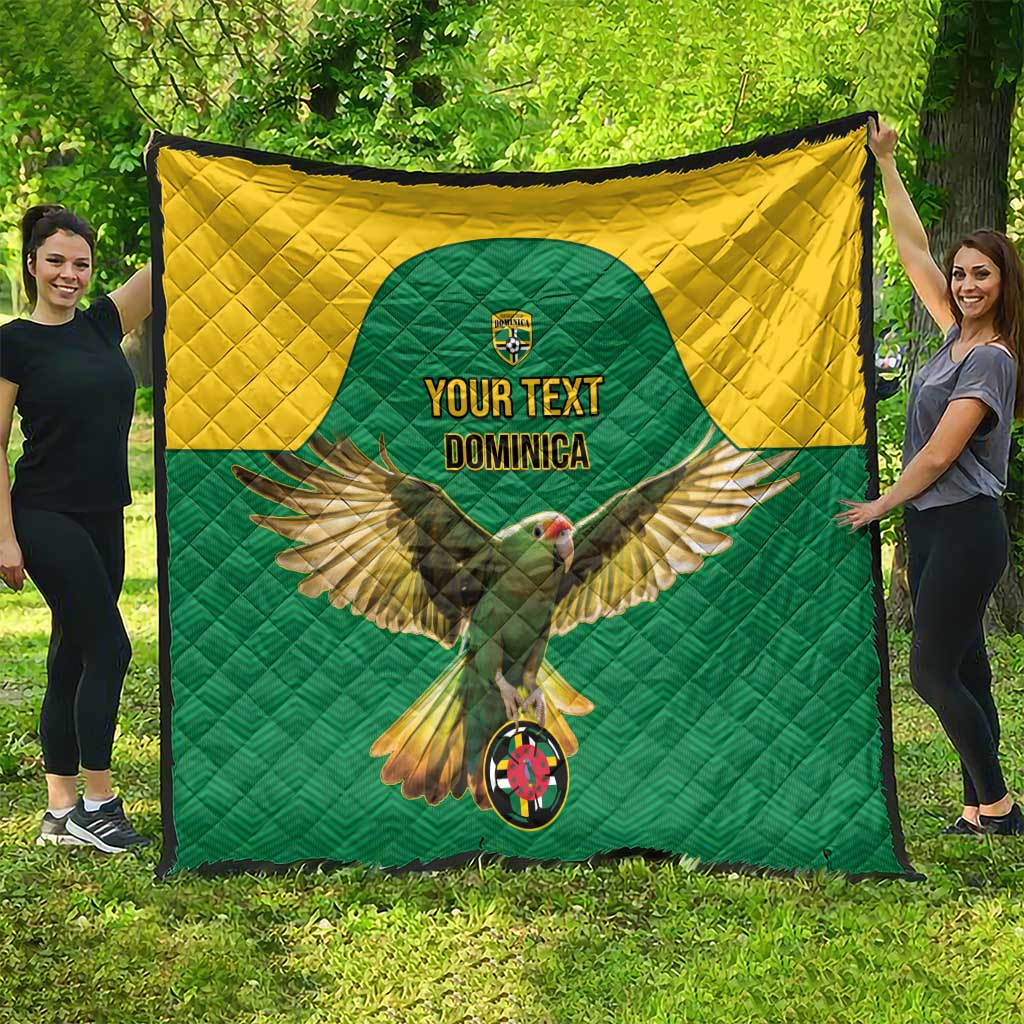 Custom Dominica Football Quilt Sisserou Parrot Green Color - Wonder Print Shop