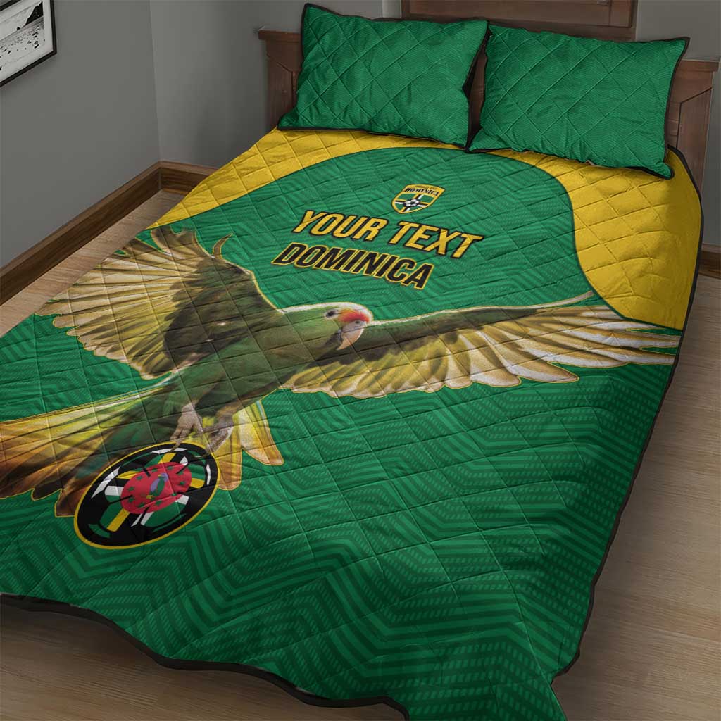 Custom Dominica Football Quilt Bed Set Sisserou Parrot Green Color - Wonder Print Shop