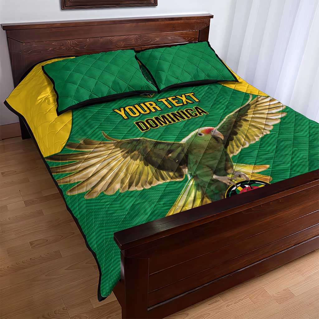 Custom Dominica Football Quilt Bed Set Sisserou Parrot Green Color - Wonder Print Shop