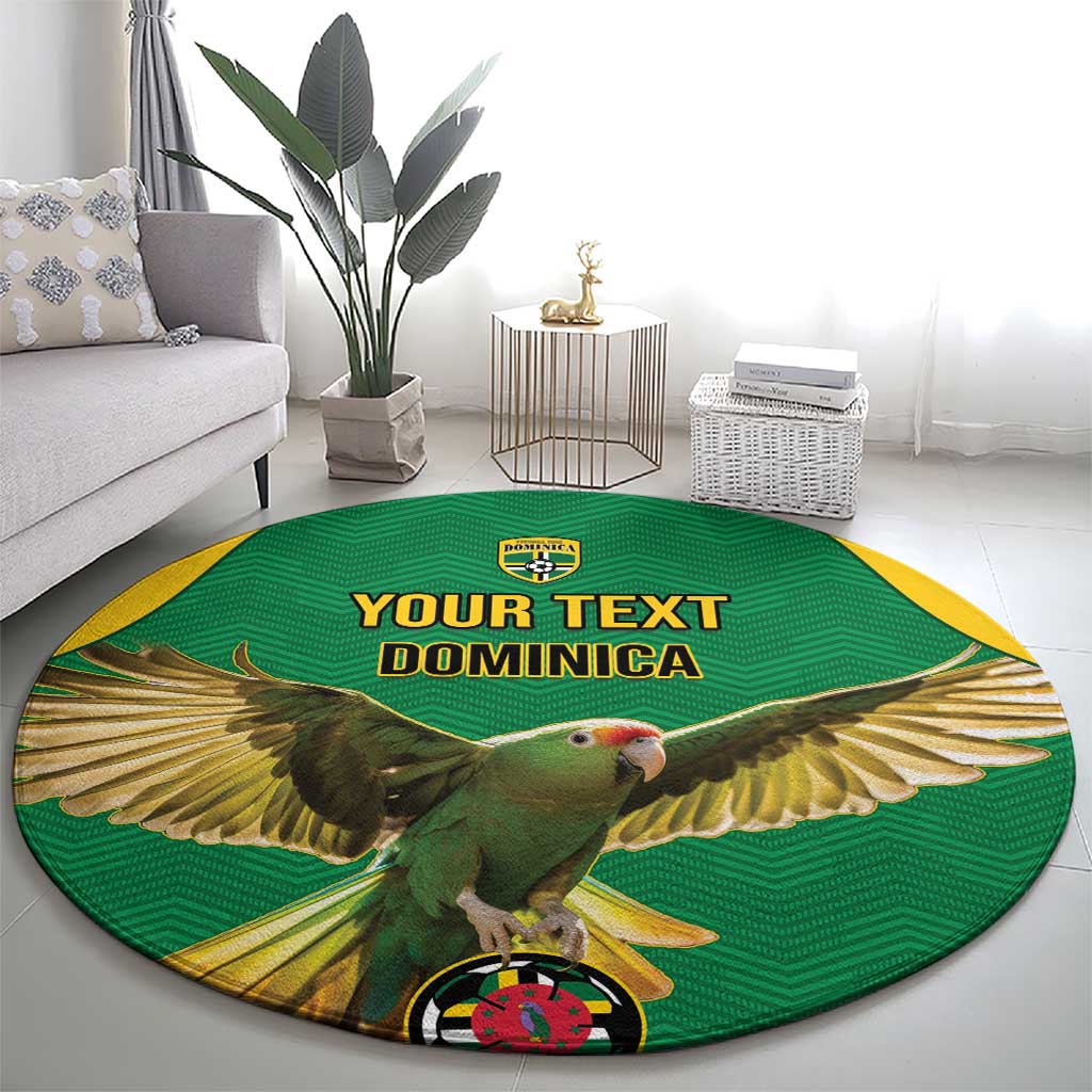 Custom Dominica Football Round Carpet Sisserou Parrot Green Color